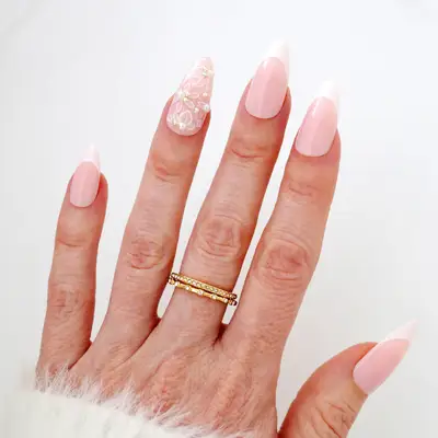 french tip lace nails for easter and spring