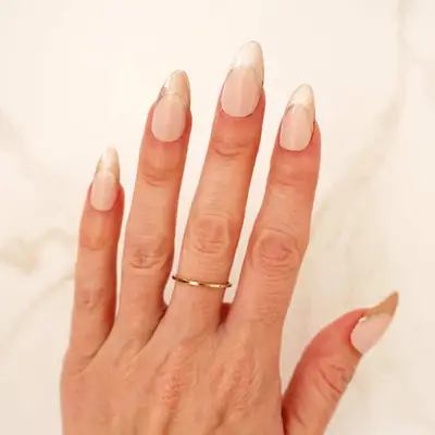 rose gold shimmer french tips christmas nail design