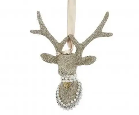 Ornamento testa di renna in platino glamour vintage