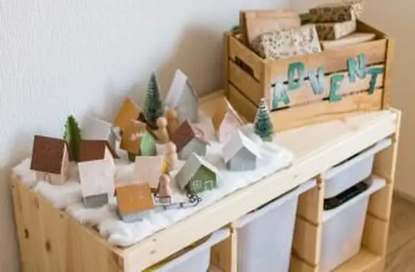 Pequena vila de Natal em pequena mesa