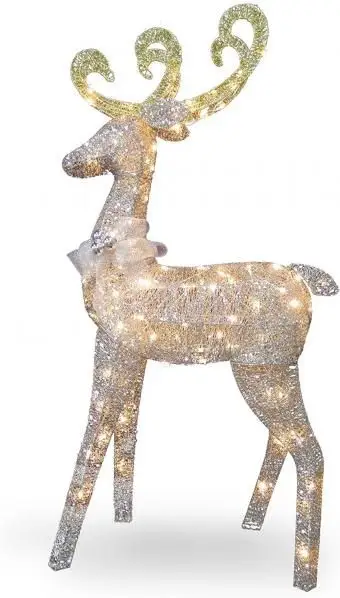 Krištáľový stojaci jeleň so 100 čírymi mini svetlami