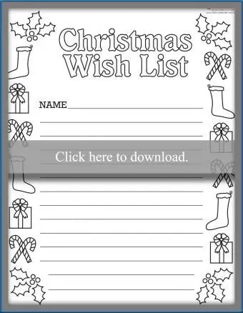 Lista de desejos de natal para colorir