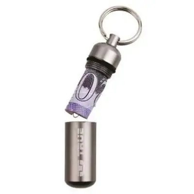 True Utility TU241B-P CashStash Wodoodporna awaryjna kapsuła gotówkowa na breloczek