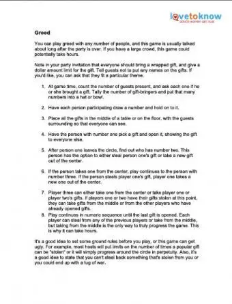 משחק חליפת מתנות חמדנות להדפסה PDF