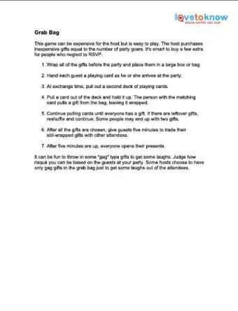 משחק החלפת מתנות עם תיק לתיקים