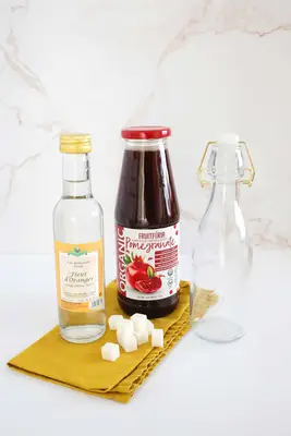 Ingredients to make homemade grenadine