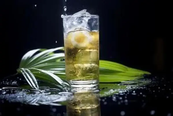 Whisky de ron oscuro y agua con chispas