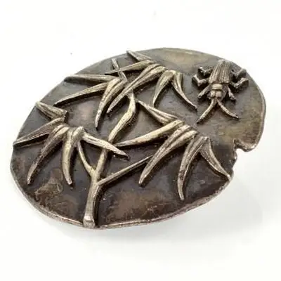 Sterling Beetle Bug Insect Button C. 1880-1890 Podpisany