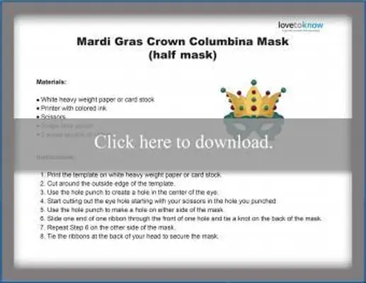 Máscara de meia coroa de carnaval