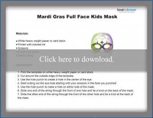 Máscara facial infantil de carnaval