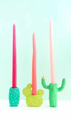DIY Clay Cactus Candle Holders