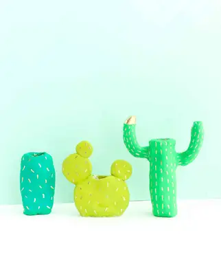 DIY Clay Cactus Candle Holders