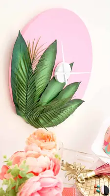 DIY Plants on Pink Clock