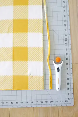 cutting fleece with a rotary cutter to even edges