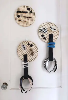 DIY hair accessory holders on door