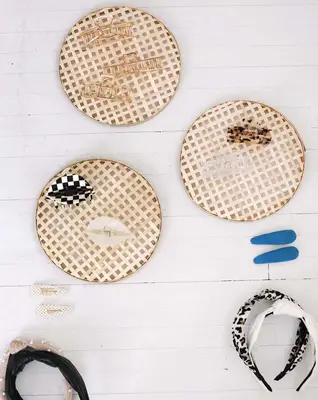 hair accessory holders with hair clips and headband