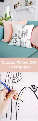 Cactus Outline Pillow DIY