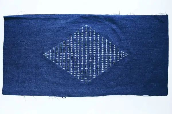 Sashiko Inspired Embroidered Pillow