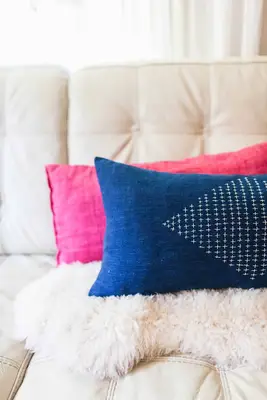 Sashiko Inspired Embroidered Pillow
