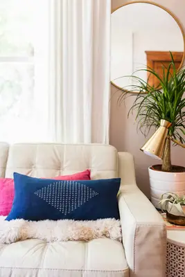 Sashiko Inspired Embroidered Pillow