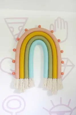 completed rainbow wall hanging