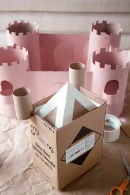 upcycled cardboard castle