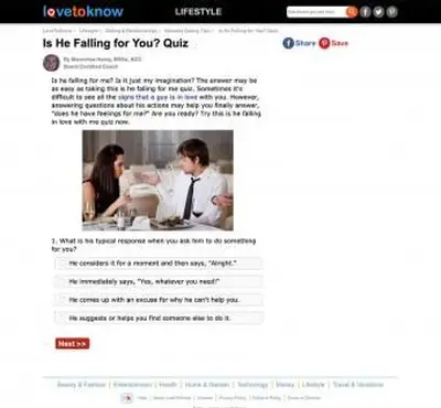Screenshot des lovetoknow.com-Quiz