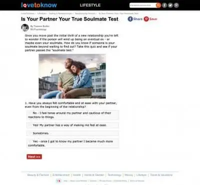 Screenshot des lovetoknow.com-Quiz