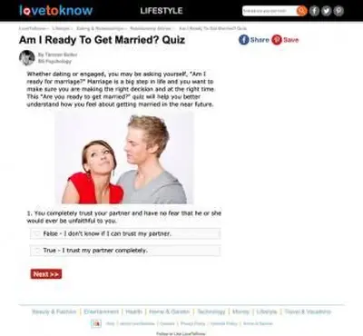 Screenshot des lovetoknow.com-Quiz