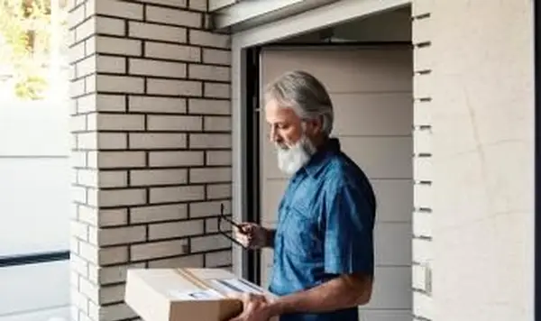 Entrega em domicílio de uma caixa