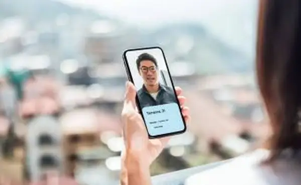 Giovane donna che usa l'app di appuntamenti