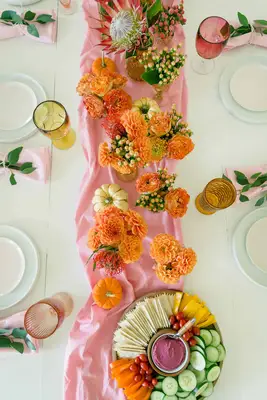 Pink + Orange Fall Tablescape