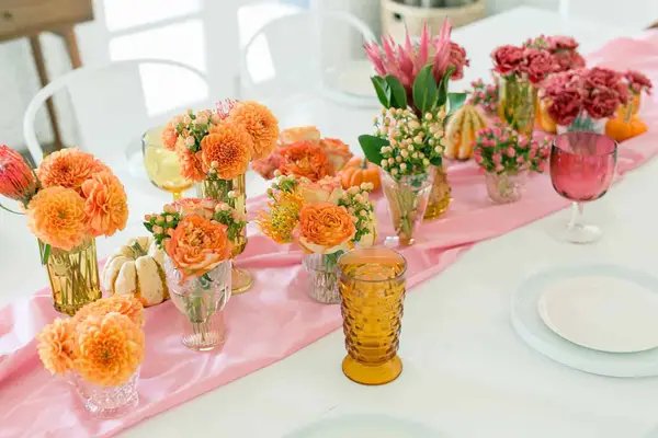 Pink + Orange Fall Tablescape