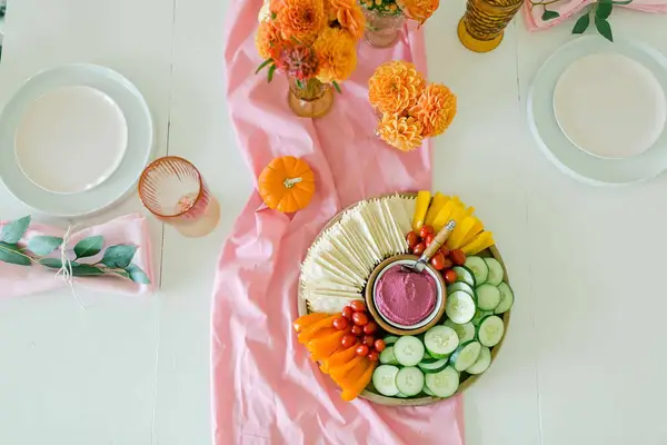 Pink + Orange Fall Tablescape