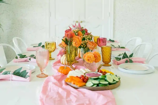 Pink + Orange Fall Tablescape
