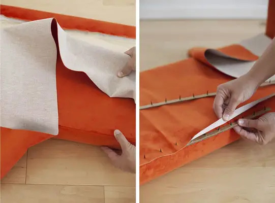 DIY Upholstered Waterfall Bench