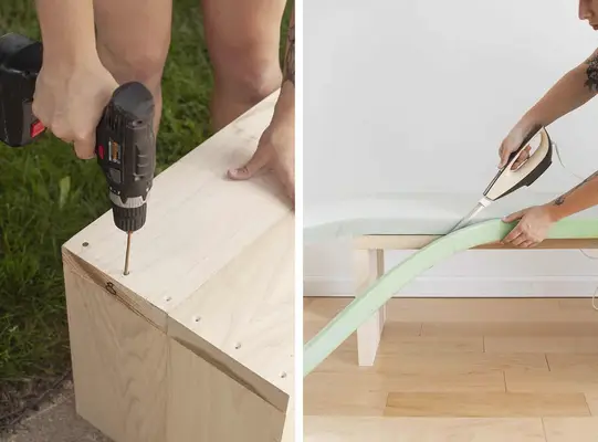 DIY Upholstered Waterfall Bench