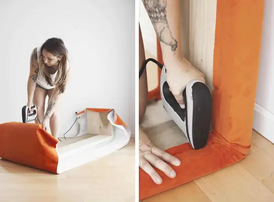 DIY Upholstered Waterfall Bench