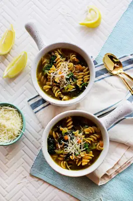 Rainbow Kale and Pasta Soup