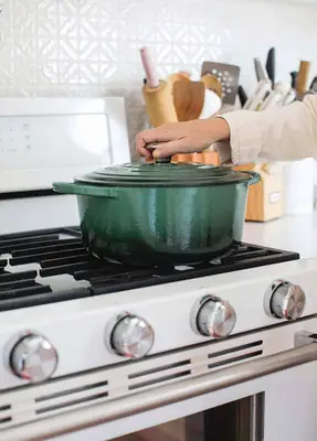 Le Creuset on top of oven
