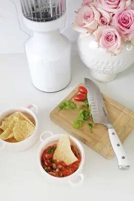 beast blender with salsa and chips