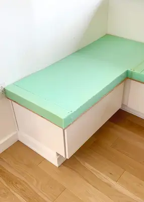 green foam on corner banquette