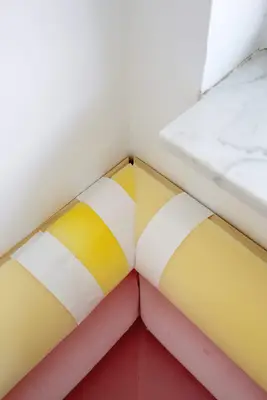 cut foam mitered at an angle