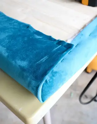 DIY Color Blocked Velvet Bench