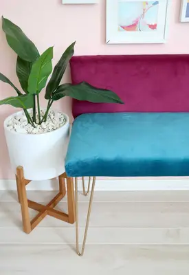 DIY Color Blocked Velvet Bench