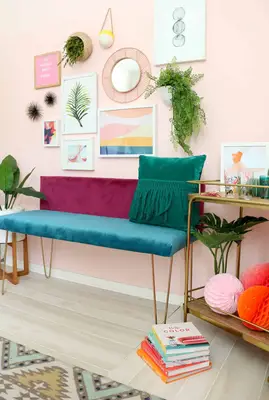 DIY Color Blocked Velvet Bench