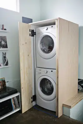 Hidden Washer and Dryer Cabinet