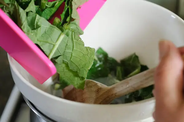 How to make comfrey ointment - mixing leaves with wax