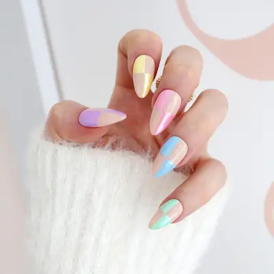 chrome pastel easter checkered nails