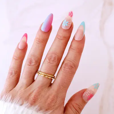 easter spring floral accent nails